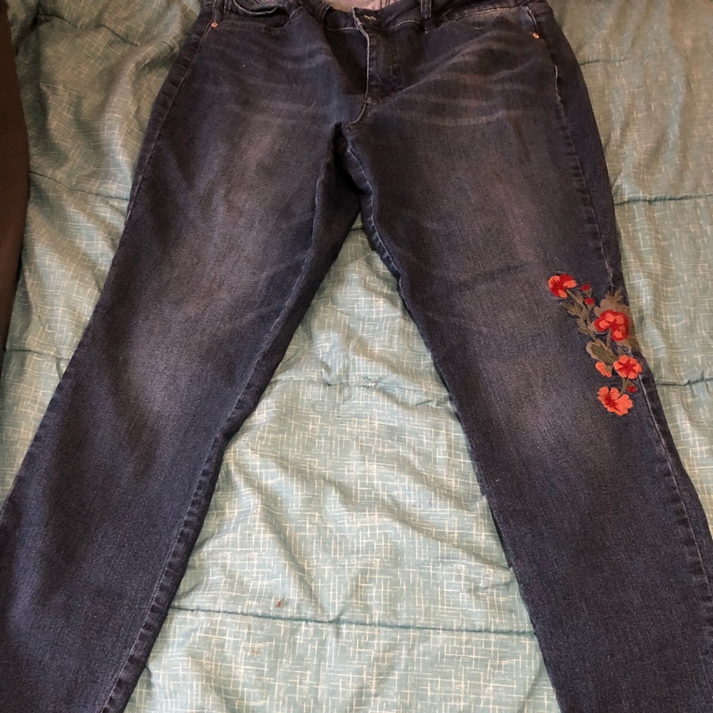 Artisan plus size embroidered jean